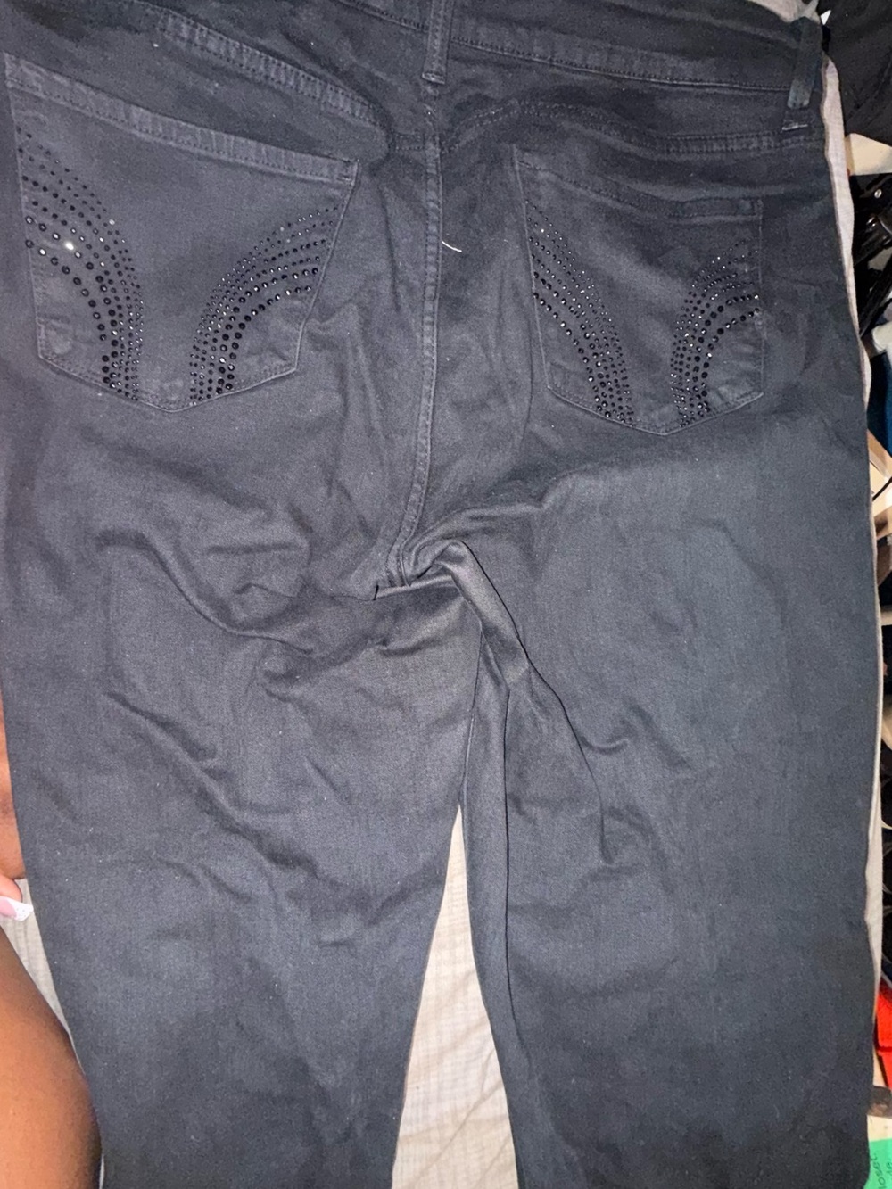 NYDJ Black Jeans with Rhinestone Back-Pocket Accents